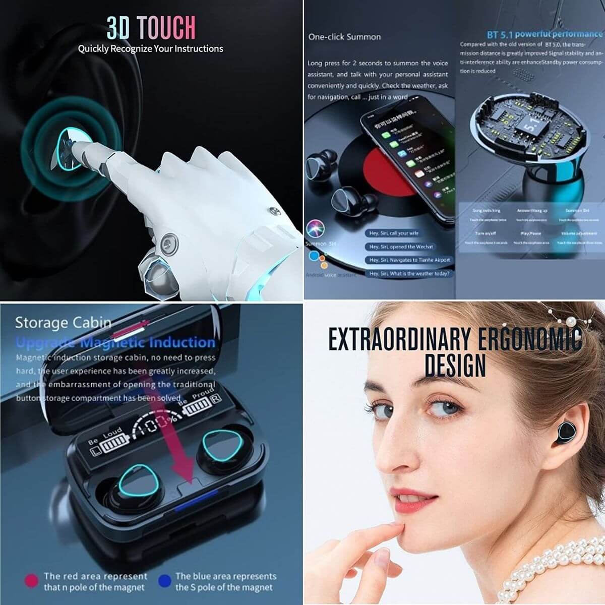 M10 BT Wireless Earbuds V5.3 Earphone with Power Bank Charging Case